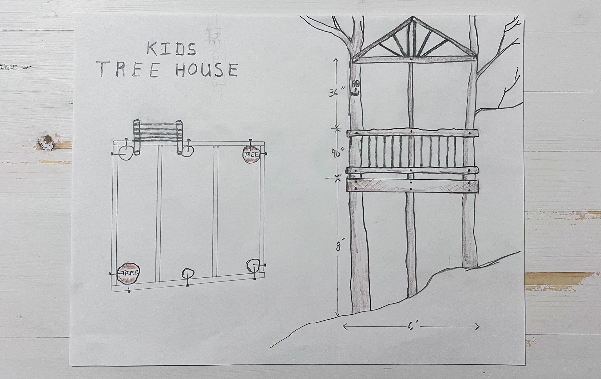 Childs drawing house and kids in hammock between trees stock photo (213152)  - YouWorkForThem